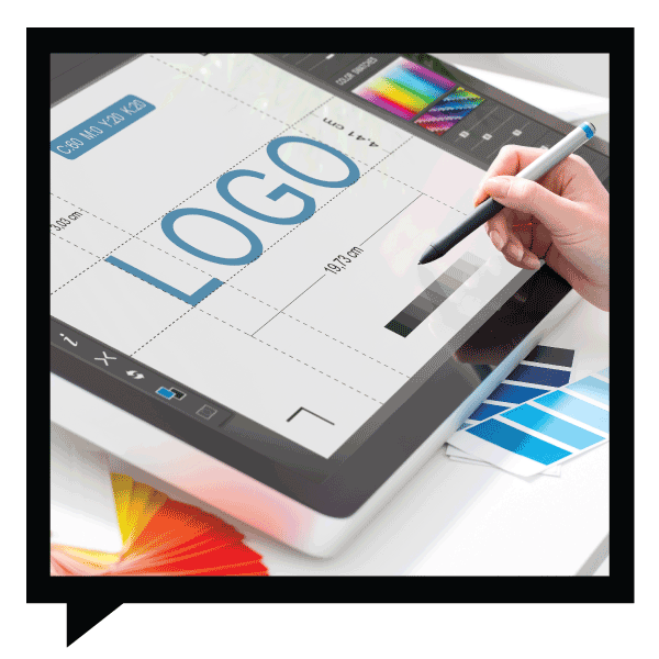 picture of computer with logo editing