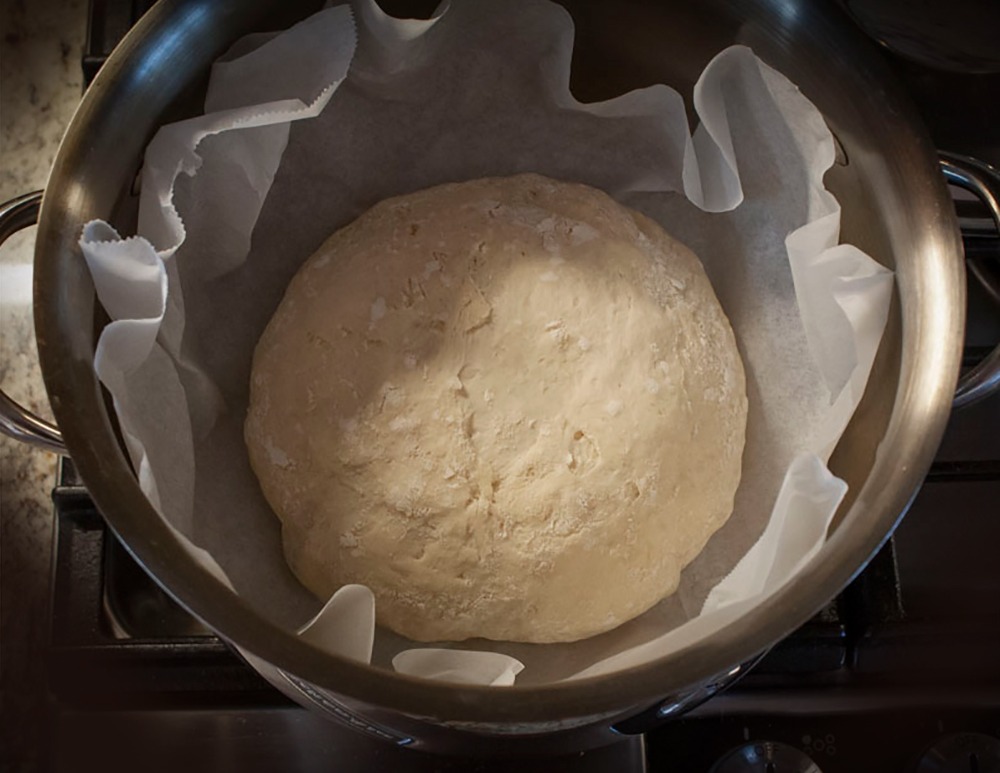 dough in dutch oven to bake