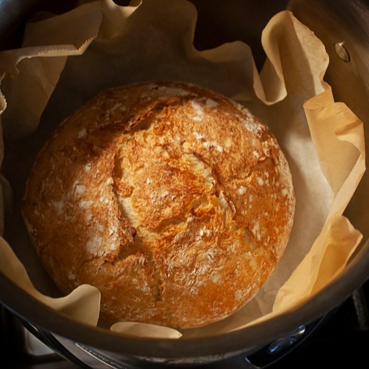 Hot homemade french bread straight from the oven.